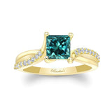 Princess Cut Blue And White Diamond Ring
