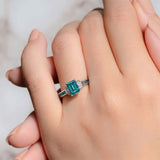 Emerald Cut Blue Diamond Ring