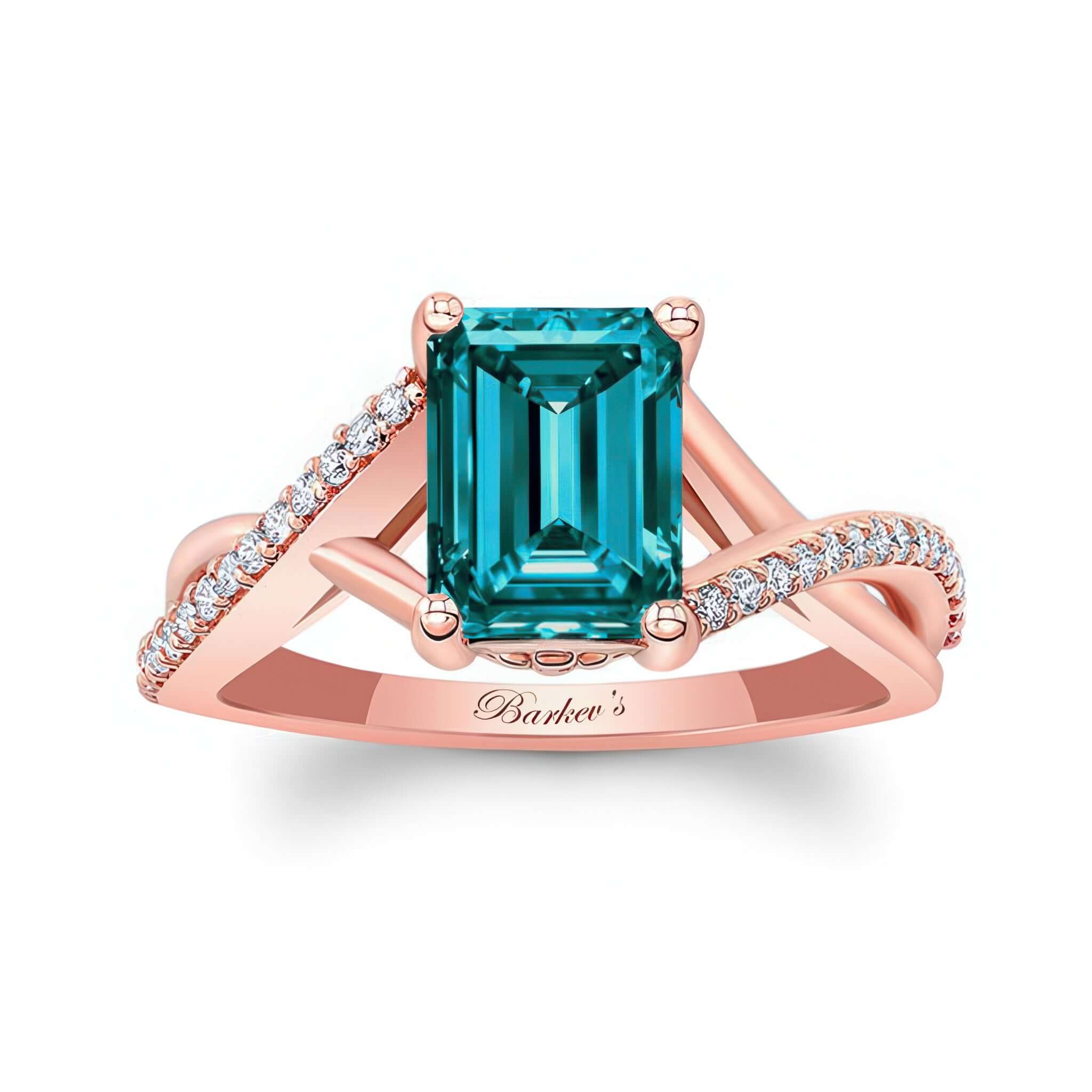 2 Carat Emerald Cut Blue And White Diamond Ring