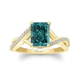 2 Carat Radiant Cut Blue And White Diamond Ring