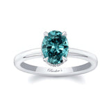 Oval Blue And White Diamond Engagement Ring