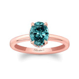 Oval Blue And White Diamond Engagement Ring