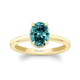 Oval Blue And White Diamond Engagement Ring