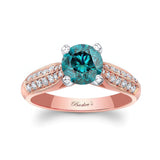 2 Row Blue And White Diamond Ring