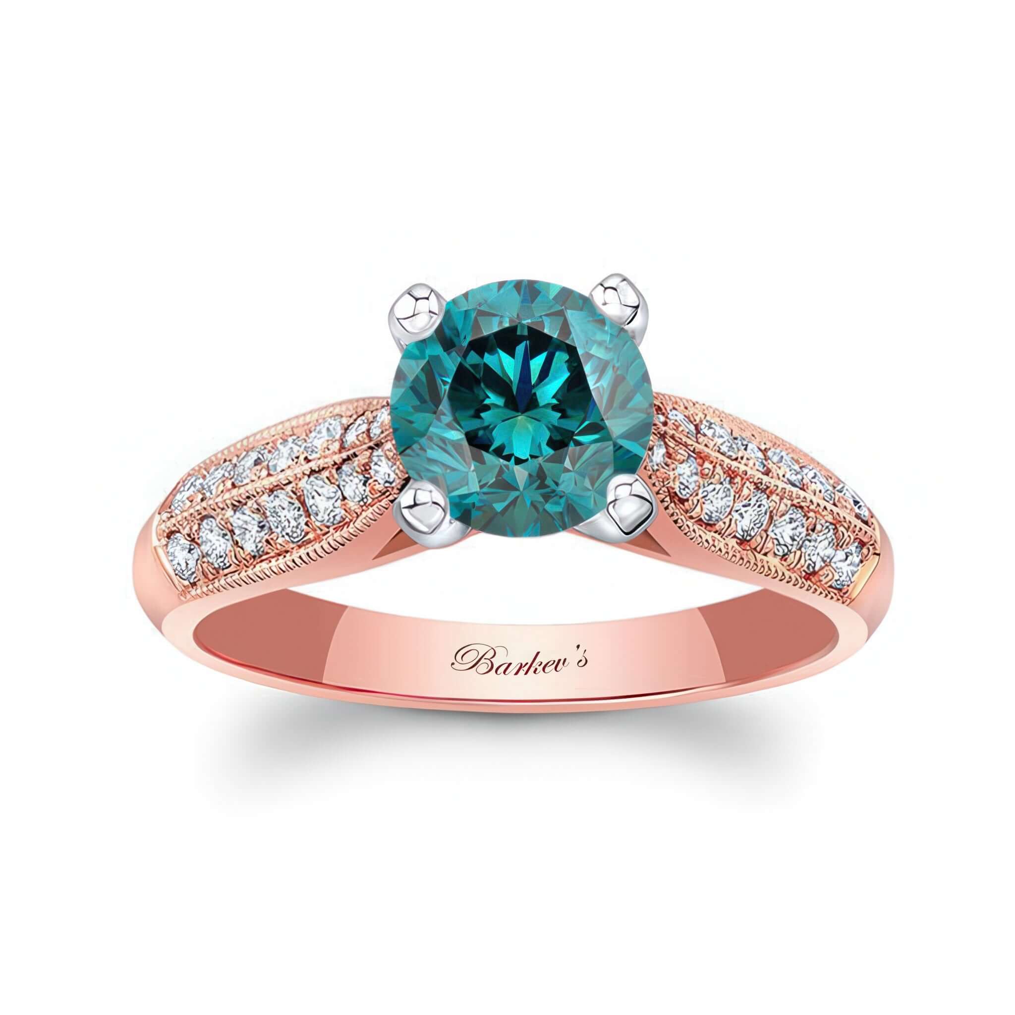 2 Row Blue And White Diamond Ring