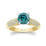2 Row Blue And White Diamond Ring