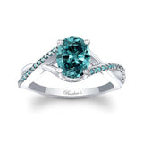 One Carat Oval Blue Diamond Ring