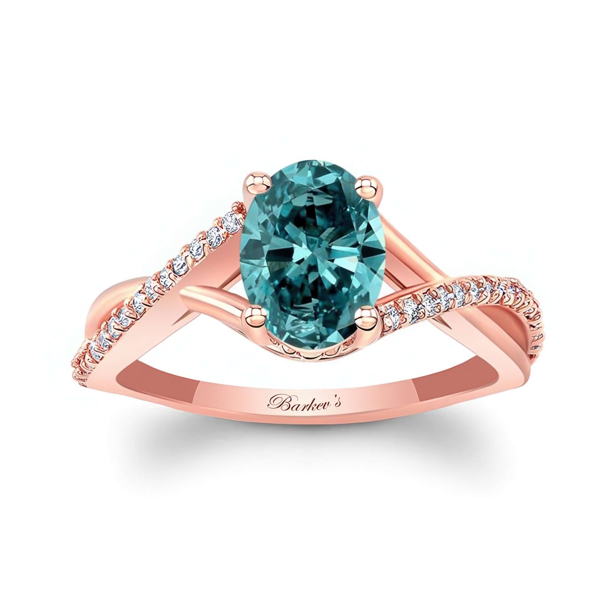 One Carat Oval Blue And White Diamond Ring