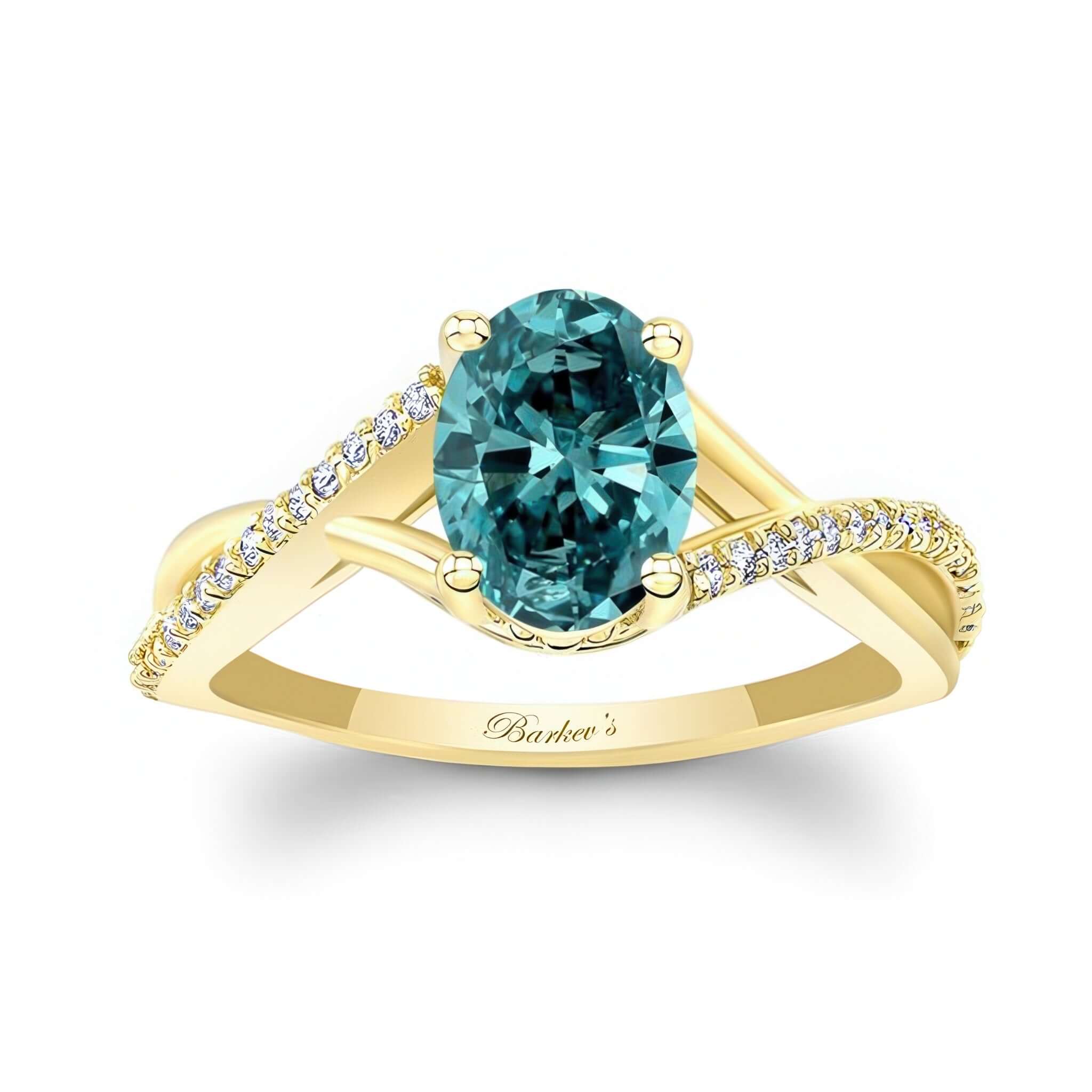 One Carat Oval Blue And White Diamond Ring