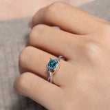 One Carat Princess Cut Blue Diamond Ring