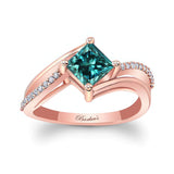 Princess Cut Blue And White Diamond Engagement Ring