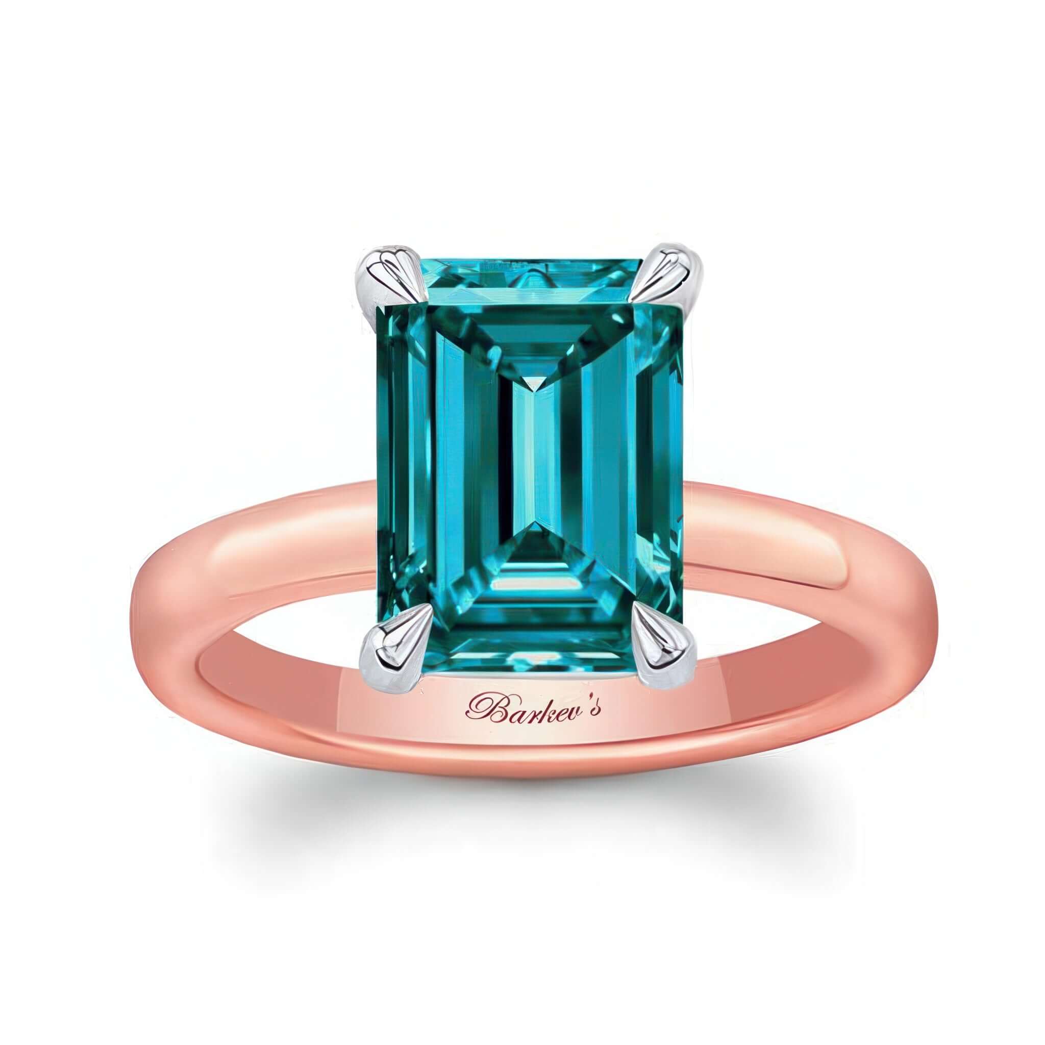 Emerald Cut Blue Diamond Solitaire Engagement Ring