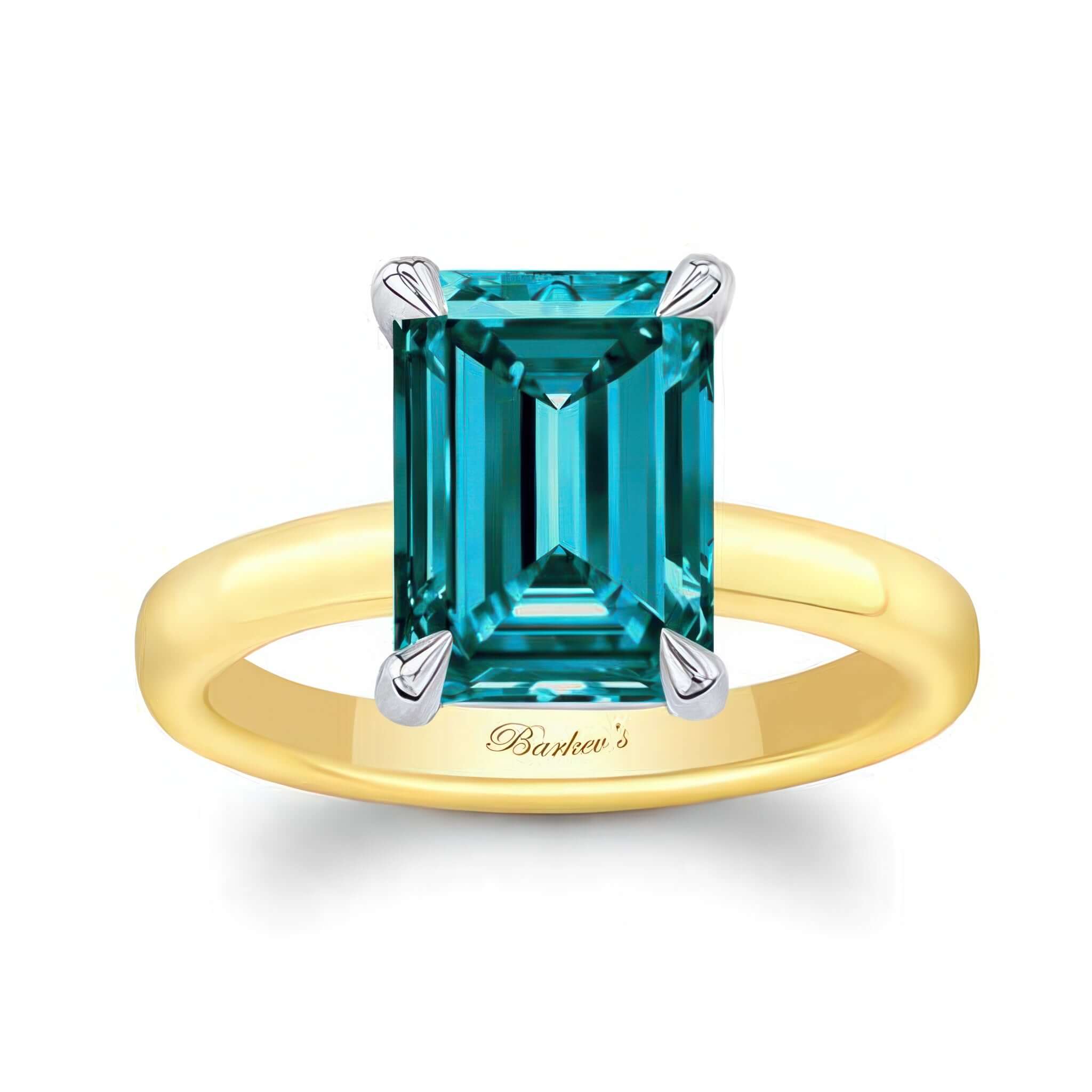 Emerald Cut Blue Diamond Solitaire Engagement Ring
