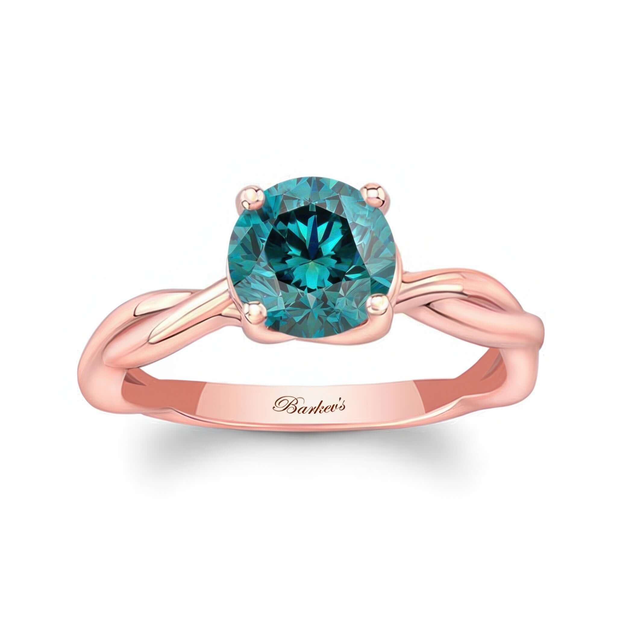 Blue Diamond Twist Solitaire Engagement Ring