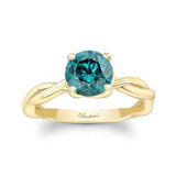 Blue Diamond Twist Solitaire Engagement Ring