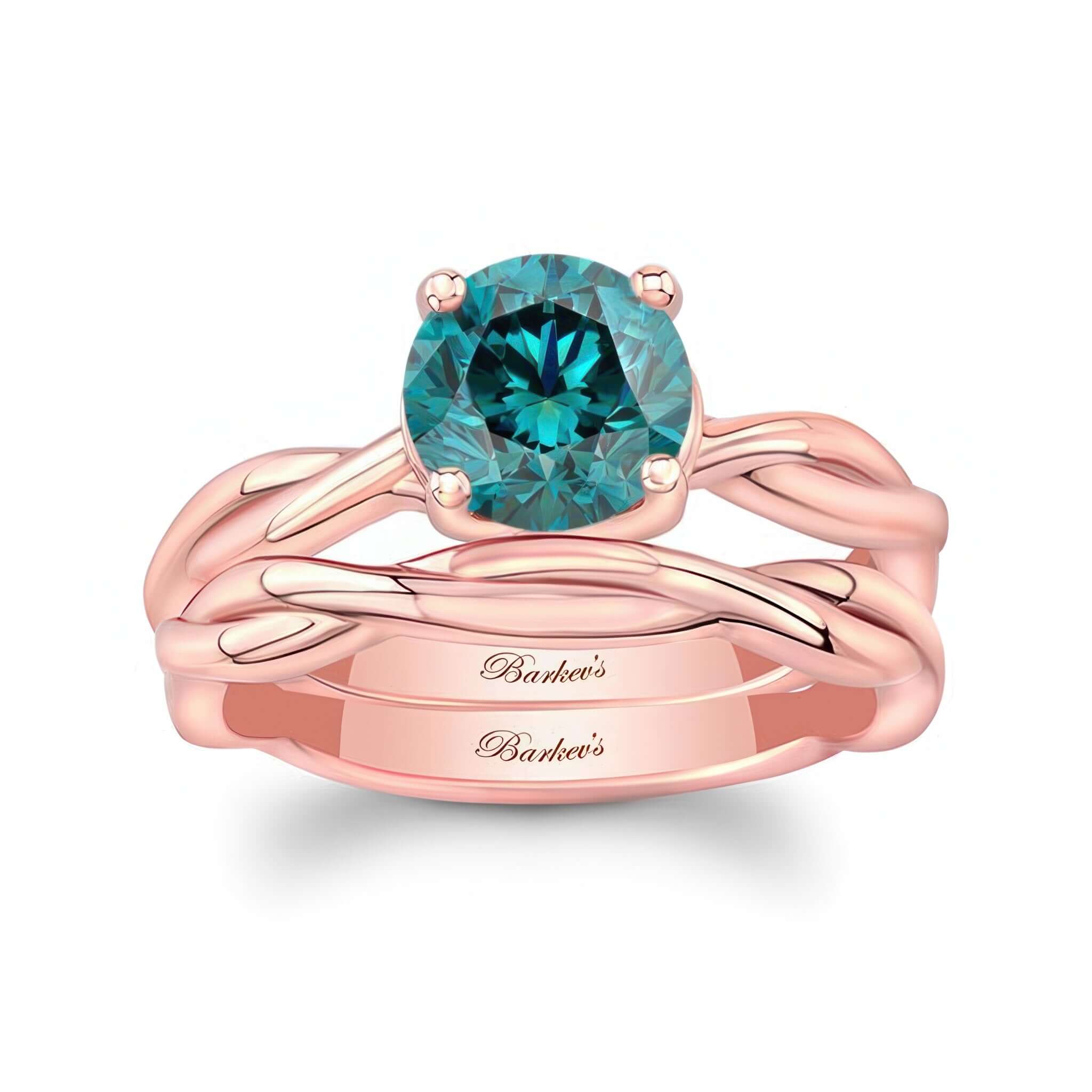 Blue Diamond Twist Solitaire Bridal Set