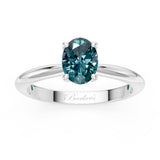 1 Carat Oval Solitaire Blue Diamond Ring