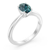 1 Carat Oval Solitaire Blue Diamond Ring
