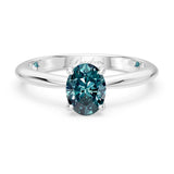 1 Carat Oval Solitaire Blue Diamond Ring