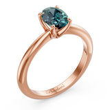 1 Carat Oval Solitaire Blue Diamond Ring