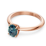1 Carat Oval Solitaire Blue Diamond Ring