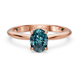 1 Carat Oval Solitaire Blue Diamond Ring