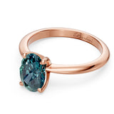 1 Carat Oval Solitaire Blue Diamond Ring