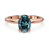 1 Carat Oval Solitaire Blue Diamond Ring