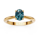 1 Carat Oval Solitaire Blue Diamond Ring
