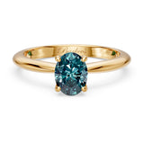 1 Carat Oval Solitaire Blue Diamond Ring