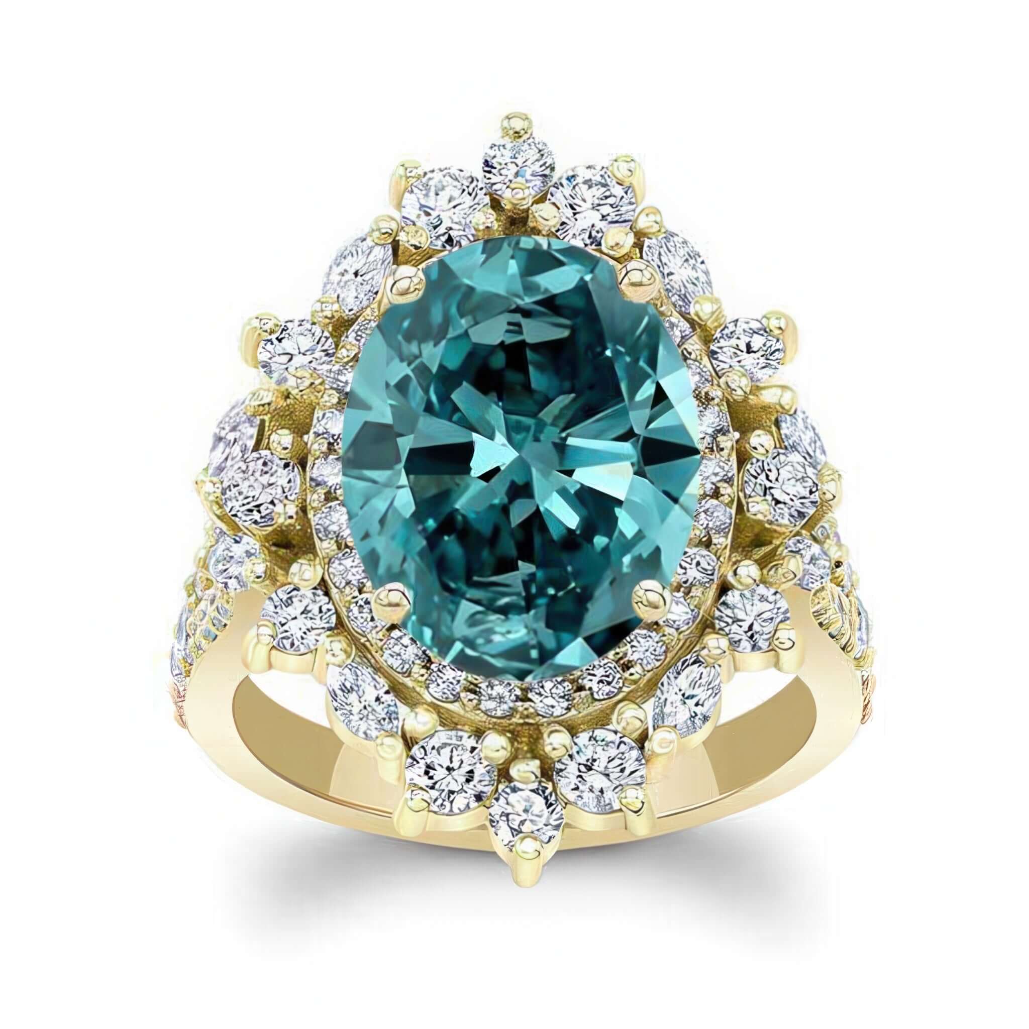 5 Carat Oval Blue Diamond Ring