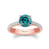 Round Blue And White Diamond Engagement Ring