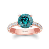3 Carat Round Blue And White Diamond Engagement Ring