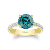 3 Carat Round Blue And White Diamond Engagement Ring