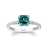 Princess Blue And White Diamond Ring