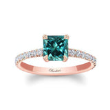 Princess Blue And White Diamond Ring
