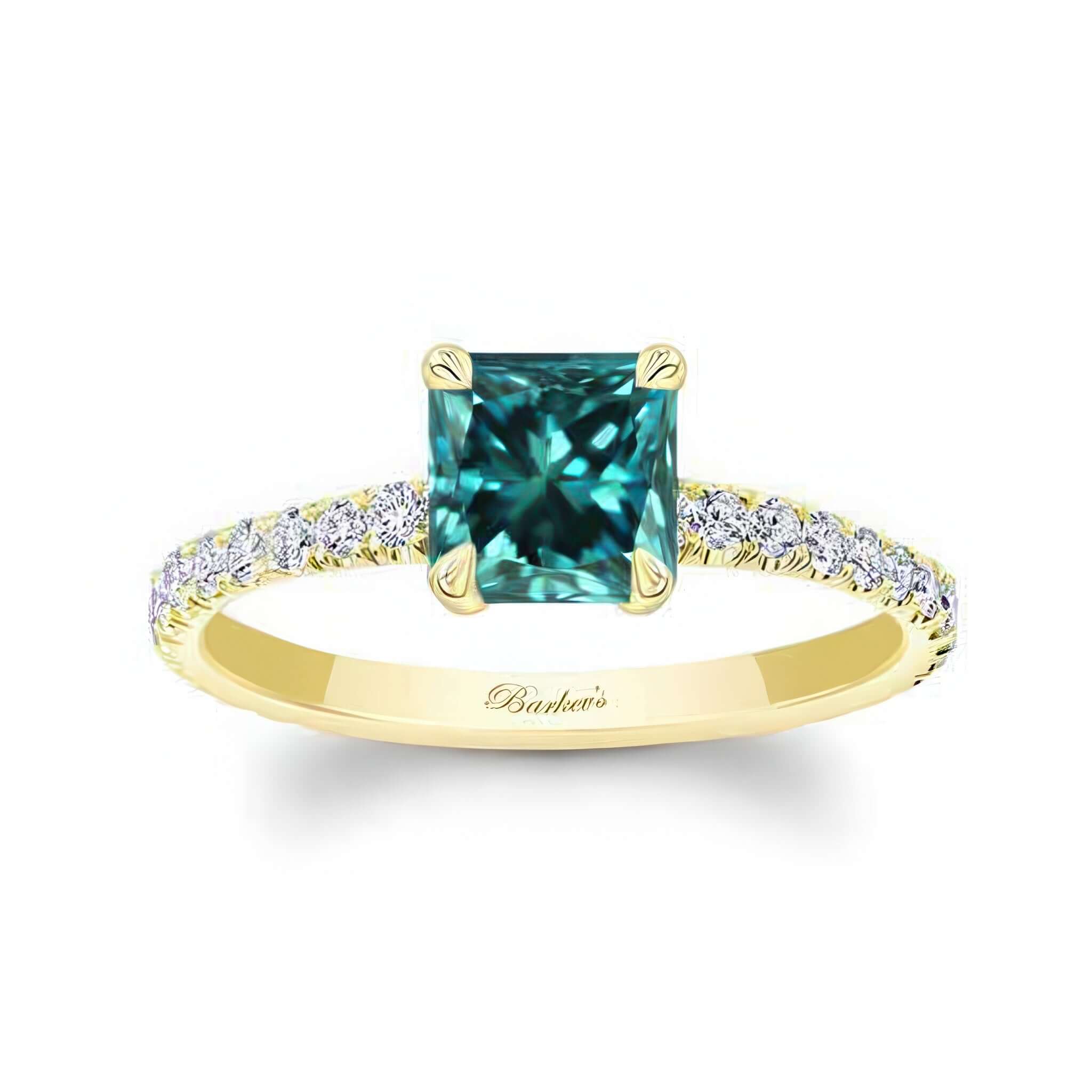 Princess Blue And White Diamond Ring