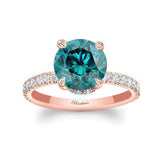 3 Carat Blue And White Diamond Halo Engagement Ring