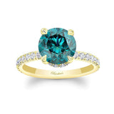 3 Carat Blue And White Diamond Halo Engagement Ring