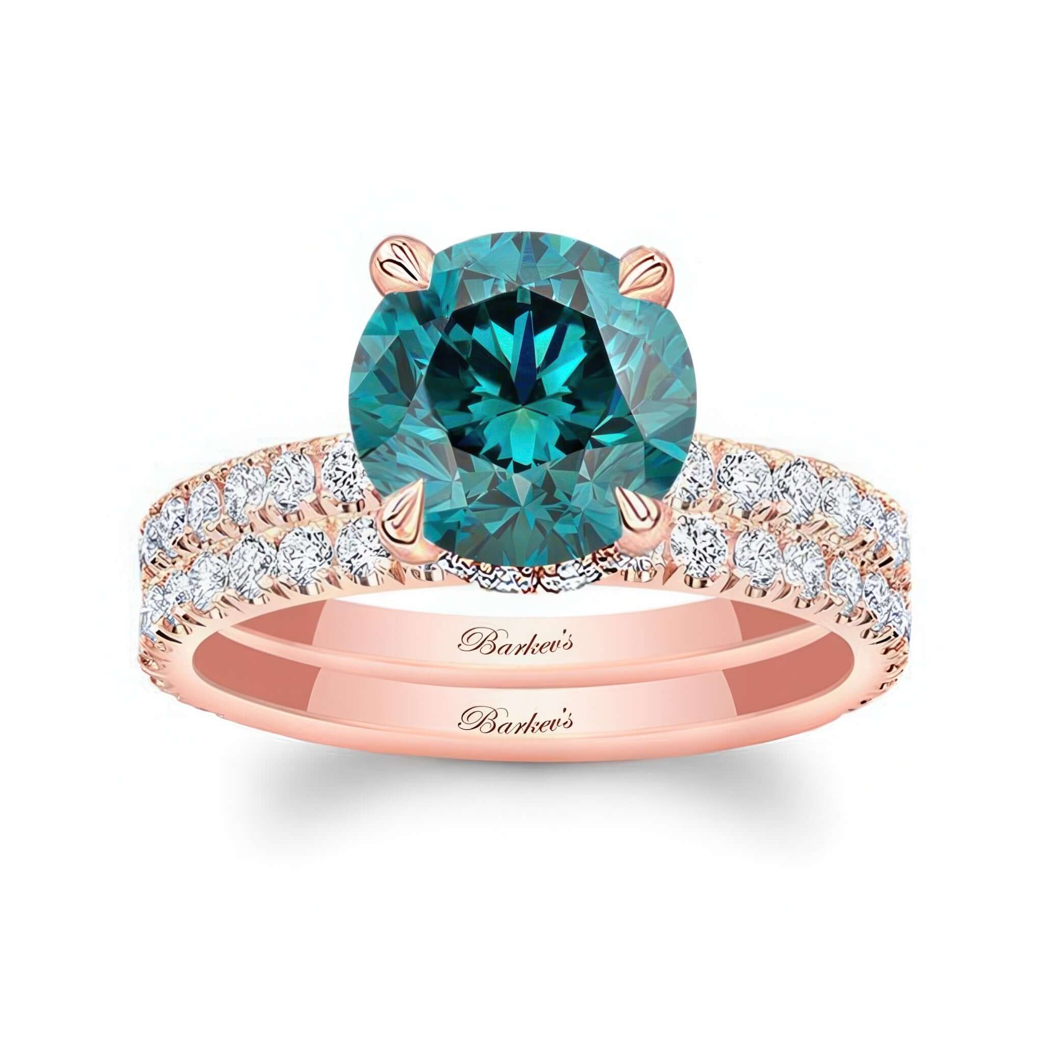3 Carat Blue And White Diamond Halo Wedding Set