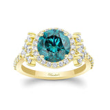 2 Carat Blue And White Diamond Cluster Ring