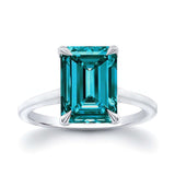 2 Carat Emerald Cut Blue Diamond Solitaire Engagement Ring