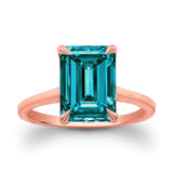 2 Carat Emerald Cut Blue Diamond Solitaire Engagement Ring