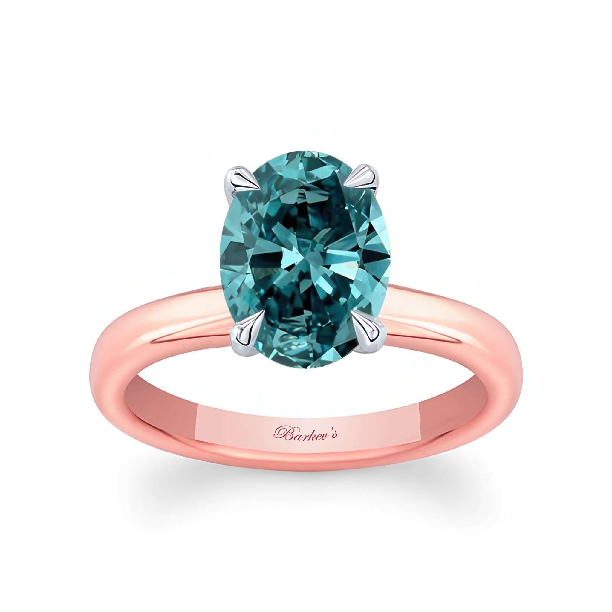 2 Carat Oval Blue Diamond Solitaire Engagement Ring