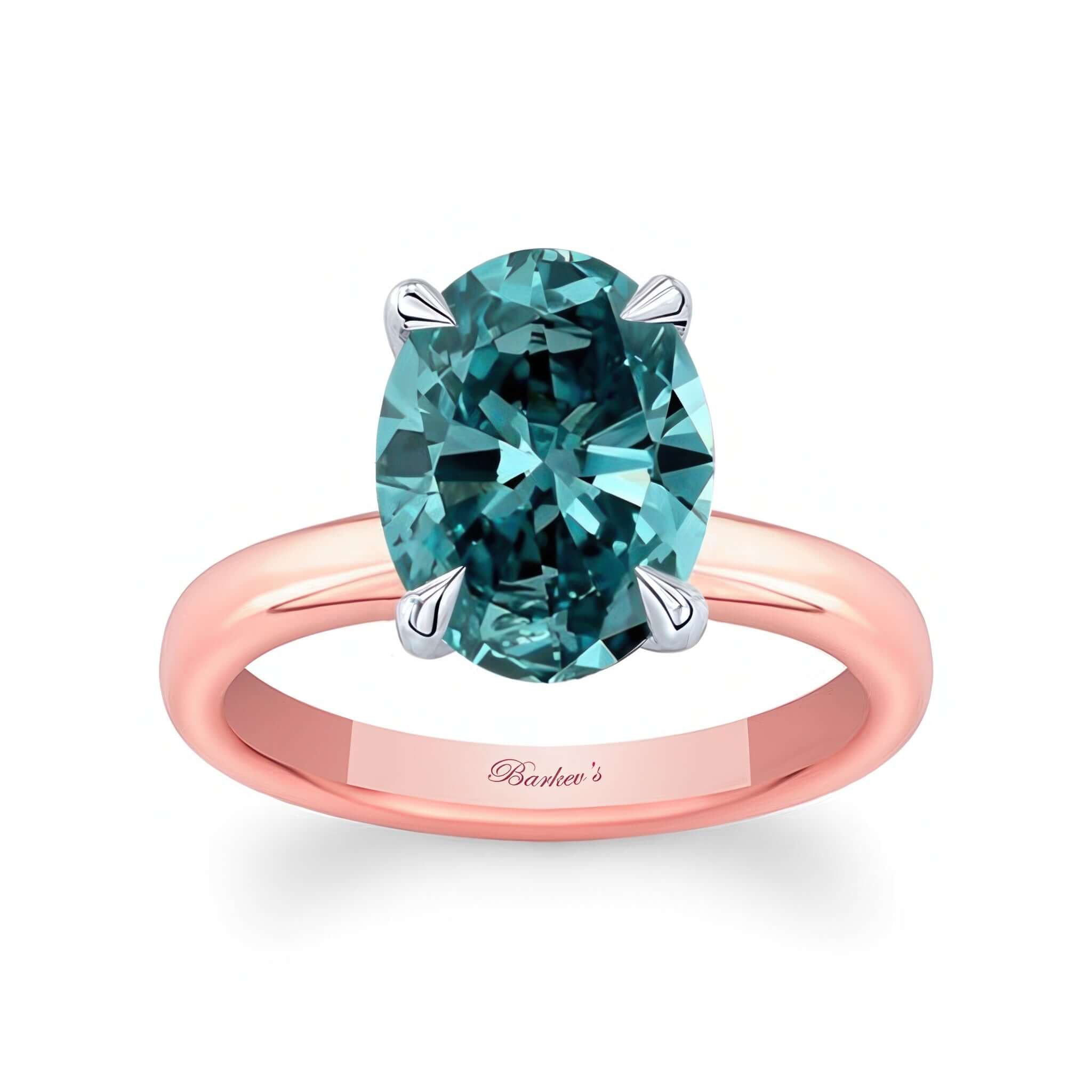 3 Carat Oval Blue Diamond Solitaire Engagement Ring