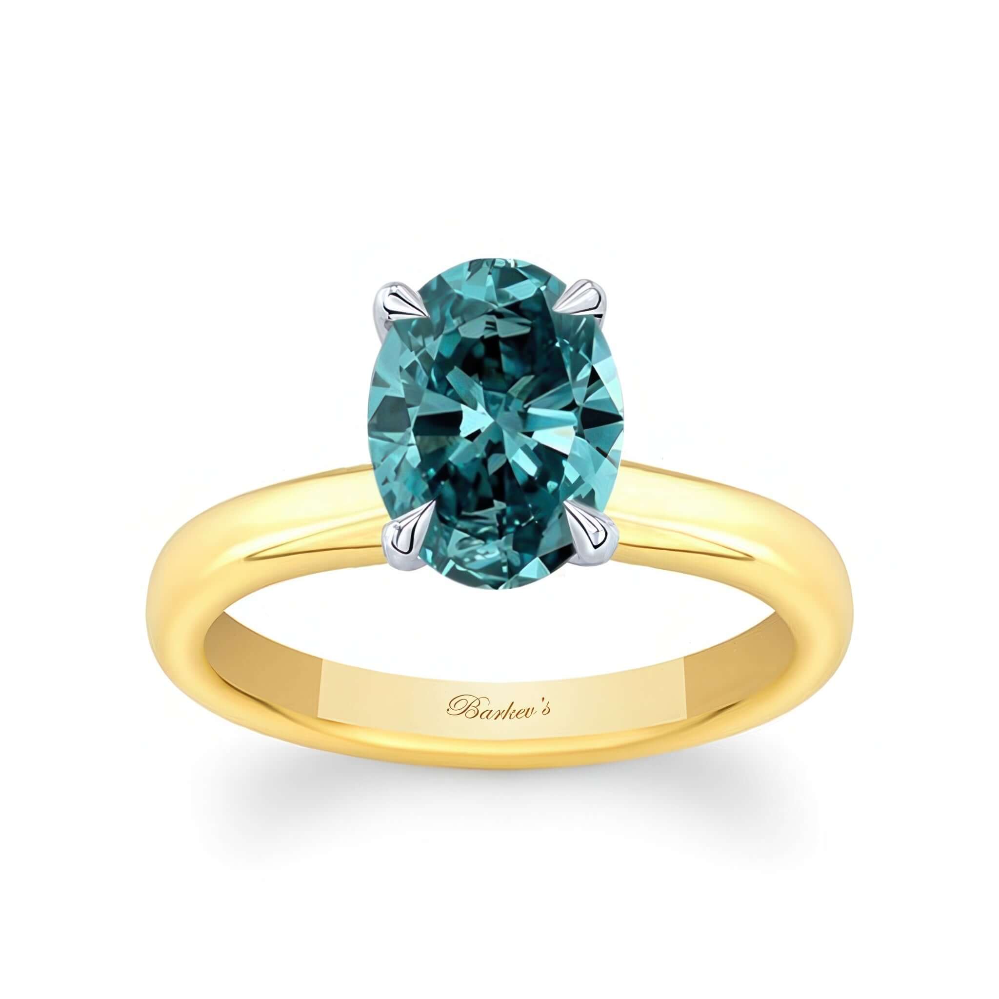 Oval Blue Diamond Solitaire Engagement Ring