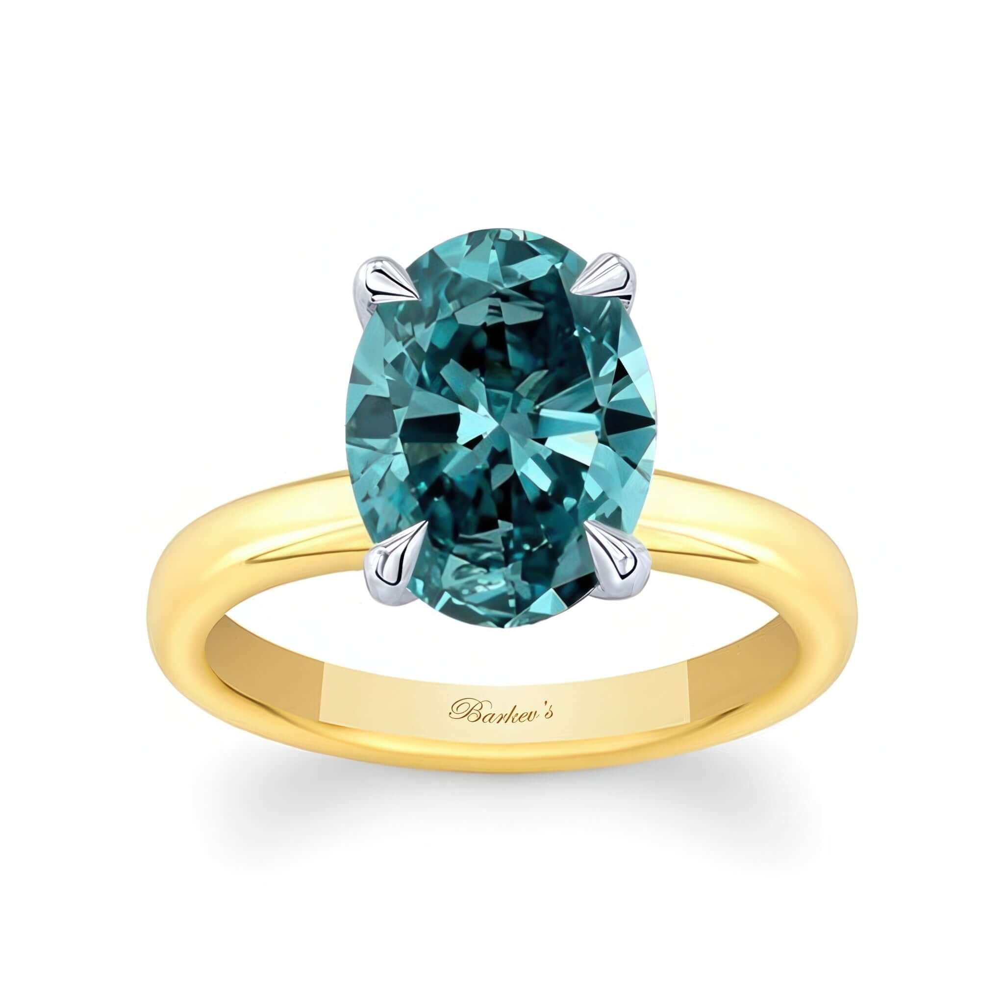 3 Carat Oval Blue Diamond Solitaire Engagement Ring