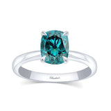 2 Carat Elongated Cushion Blue Diamond Solitaire Ring