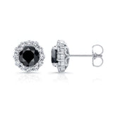 1 Carat Black Diamond Halo Studs