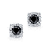 1.00ct. Cushion Black Diamond Halo Studs